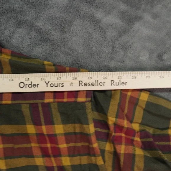 VTG Viyella Shirt Mens Large Red‎ Gold Hunting Tartan Wool Blend Plaid Button-Up - Picture 7 of 9